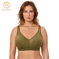 DELIMIRA Women's Wireless Plus Size Cotton Bra Full Coverage Seamless Comfort Unlined Smooth T Shirt