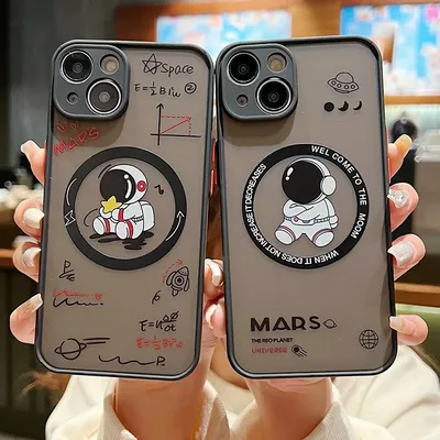 Cartoon Astronaut For Magsafe Wireless Charger Case For iPhone Air 16e 17 16 14 13 12 15 Pro Max Plus 11 Matte Hard Phone Cover