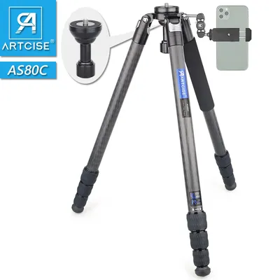 Carbon Fiber Tripod AS80C Heavy Duty Camera Tripod Ultra Stable & Lightweight Professional Camera Travel Tripod Bowl Adapter