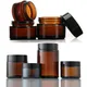 4/1pcs Empty New Amber Glass Jar Container Cosmetic Cream Lotion Bottle Hand Cream Travel Home