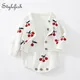baby suit 0-2 years old female baby girls lovely and sweet cherry embroidered long-sleeved jacket +