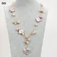 GuaiGuai Jewelry 21" Natural Purple Pearl Coin Square Keshi Pearl Necklace For Women