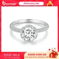 BAMOER 1.0CT Moissanite Ring Women D Color VVS1 EX Round Cut Diamond 925 Sterling Silver Ring