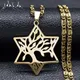 Magen Star of David Tree of Life Necklace for Women Men Gold Color Hollow Pendant Hexagram Plant