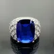 men's open fat rectangular sapphire rings for women full of diamond inlaid with zircon simulation