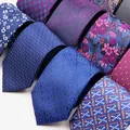 Floral Polyester Printed Necktie Purple Blue Tie Skinny Tuxedo Suit Shirt Gifts For Daily Wear
