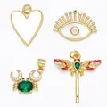 OCESRIO White Shell Eye Heart Charms for Necklace Earring CZ Gold Plated Copper Accessories for