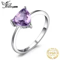 JewelryPalace Triangle 1.1ct Natural Purple Amethyst 925 Sterling Silver Ring for Woman Solitaire