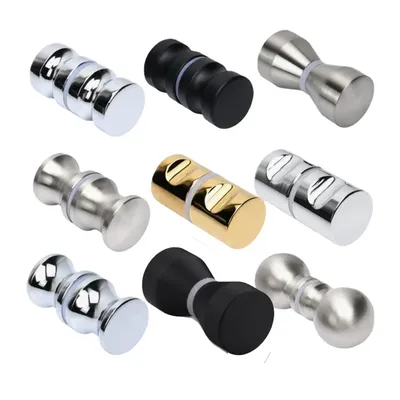 Modern Aluminum Alloy Door Handle Bathroom Glass Door Knob Shower Cabinet Window Kitchen Cupboard Hardware Handle with Screw