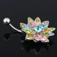 Hot Stainless Steel Cz Crystal Flower Belly Button Ring Blossom Lotus Maple Bar Button Ring Piercing