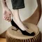 Comemore Trend 2023 Square Heels Women's Summer Footwear Office Black Medium Heel Casual Pumps