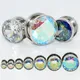 1 PAIR Surgical Steel Top Quality Crystal Cubic Zircon Screw Fit Ear Flesh Tunnel Ear Gauge Ear