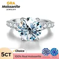 GRA Elegant Real 5CT Big Moissanite Diamond 6 Prong Engagement Rings for Women Real 925 Sterling