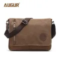 Augur 2024 Canvas Leather Crossbody Bag Men Military Army Vintage Messenger Bags Shoulder Bag Casual