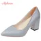 Aphixta Pointed Toe Shoes Women Pumps 7.5cm Career Square Heels Bling Fashion Work Office Party