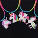 1pcs Best selling children's jewelry PVC Unicorn baby Rainbow Necklace Silicone Collar Cartoon