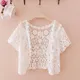 Summer Scarf Lace Cardigan Women Evening Party Dress See-Though Embroidery Crop Tops Short Thin