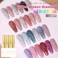 Vendeeni 24 Color Glitter Broken Diamond Gel Nail Polish Sparkling UV LED Soak Off Gel Lacquer