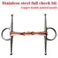 Full Cheek Stainless Steel Equestrian Flexible D Ring Loose Ring Horse Snaffle Bit Double Jointed