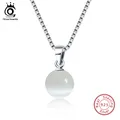 ORSA JEWELS 925 Sterling Silver Necklaces&Pendants For Women Cat's Eye Stone Pendants Box Chain