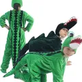 Green Unisex Toddle Children Adults Plush Animal Cosplay Crocodile Pajamas Fancy Dress Jumpsuit