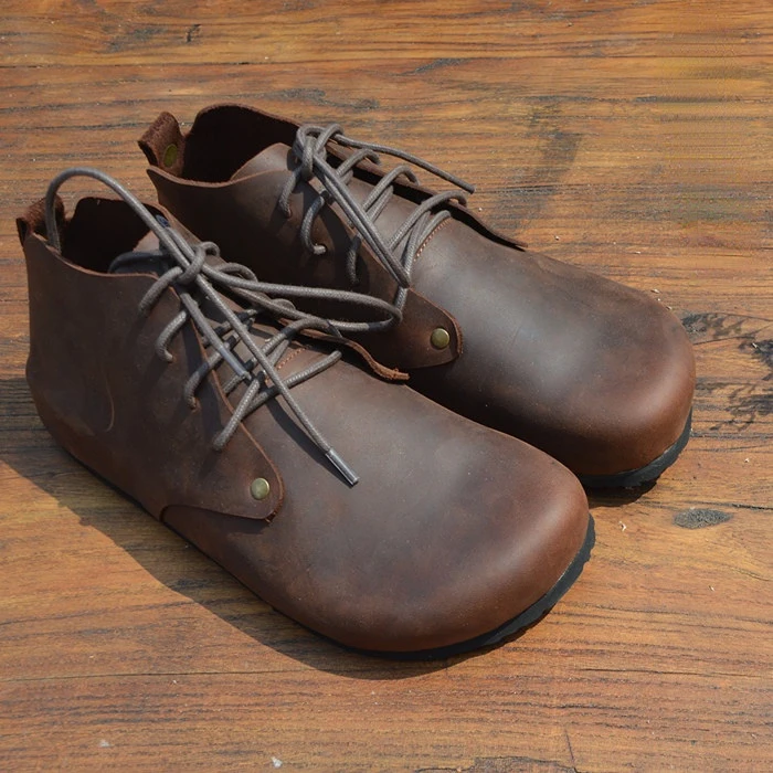 Careaymade-Genuine Leather women's shoes Oversized shoes single shoes high top cork shoes handmade big head men's shoes 35-47