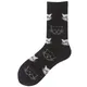 Cute Black and White Smiling Cat Hand-painted Illustration In Tube Socks Couple Cotton Male