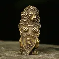 Antique Bronze Welcome Shiled Lion King Statue Home Feng Shui Decorations Lucky Copper Owl Miniature