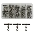 50Pcs/Box Fishing Swivels Cross-line Crane Swivel 3 Way T-Shape Fishing Swivel Crimp Swivel Fishing