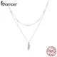 bamoer Sterling Silver 925 Shiny Wheat Ears Pendant Necklace for Women Chain Necklaces Plated