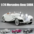 1/24 Mercedes-Benz 500K Classic Vintage Car Toy for Children Diecast Alloy Miniature Model Sound