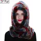 2024 Fur Hat Ladies Knitted Scarf 100% Real Rex Rabbit Fur Hooded Scarf Winter Warm Natural Novel