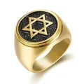 Judaism Jewish Star Of David Male Ring Golden Silver Color Stainless Steel Hexagon Rings For Men Hip