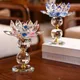 7 colors Crystal Glass Lotus Flower Metal Candle Holders Feng Shui Home Decor Big Tealight Candle