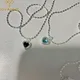 XIYANIKE Gemstone Heart Pendant Necklace For Women Girl Clavicle Beads Chain Choker Fashion Jewelry