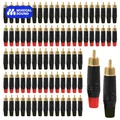 Musical Sound 50 Pieces RCA Plug Coaxial Cable Audio Adapter Audio Phono Gold Plated Solder 24K Gold