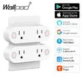 Tuya Smart Life WIFI 16A Double US Switched Power Socket Batter Monitor Electrical Timmer Alexa