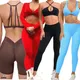 2Pcs Pad Long Short Sleeve Crop Tops Women Gym Yoga Set Sport Gym Scrunch V Back Fitness Leggings