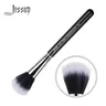 Jessup Duo Fibre Powder Blush Single Makeup Brush 1pc Fibre Hair Black-Silver Wood handle