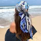 Large Hijab Scarves For Women Fashion Print Silk Satin Scarf Female 90cmx90cm Luxury Brand Square