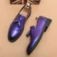 Hot Sale Fashion Purple Formal Dress Shoes Men Luxury Leather Brogue Shoes Men Designer Tassel