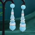 GODKI Exclusive Ball Drop Earrings For Women Wedding Party Cubic Zircon Dubai Bridal Jewelry boucle