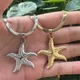 Gold Color Plated Blade Chain Starfish Pendant Necklace Stainless Steel High Quality Men's Women's