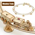 3D Puzzle Movable Steam Train With track Electric Assembly Toy Gift for Children Adult Wooden Model