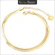 LUXUSTEEL 2023 New Double Flat Snake Chain Anklets For Women Gold Plated Stainless Steel Heart Charm