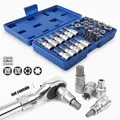 34/14Pcs Ratchet Socket Set Torque Wrench Torx Star Sockets Impact box Female Socket Adapter E