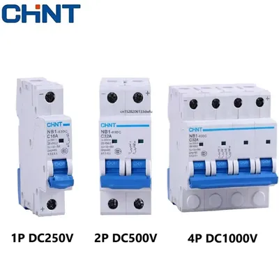 CHINT DC Circuit Breaker NB1-63DC 1P 2P 4P DC500V 6KA C1A 2A 3A 4A 5A 6A 10A 16A 20A 25A 32A 40A 50A 63A Mini DC Circuit Breaker