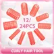 Hot 12/24Pcs Pink Heatless Hair Rollers Bang Roll Curler Hair Curler Plastic Hair Curling