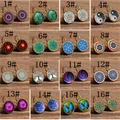 8Seasons Bohemian Copper Metal Hoop Earrings Multicolor Glass Round 18mm Dia. Women Party Earrings