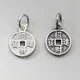 925 Sterling Silver Fashion Chinese Coin Lucky Charms money is coming S925 Silver Blessing Round